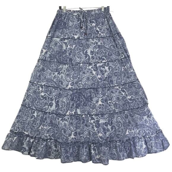 Rachel Zoe ~Woman Size M~ Blue Paisley/Floral Print Maxi Tie Skirt Boho NWOT. - Picture 1 of 14